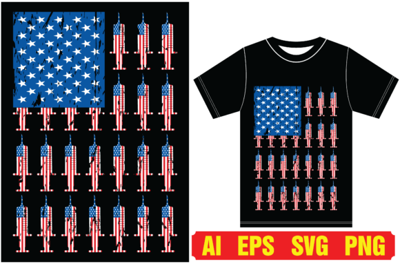 American Flag Nursing T-Shirt Embroidery Design